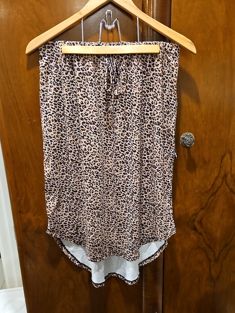 Women's Leopard Print Skirt - Beige and Black Size 12